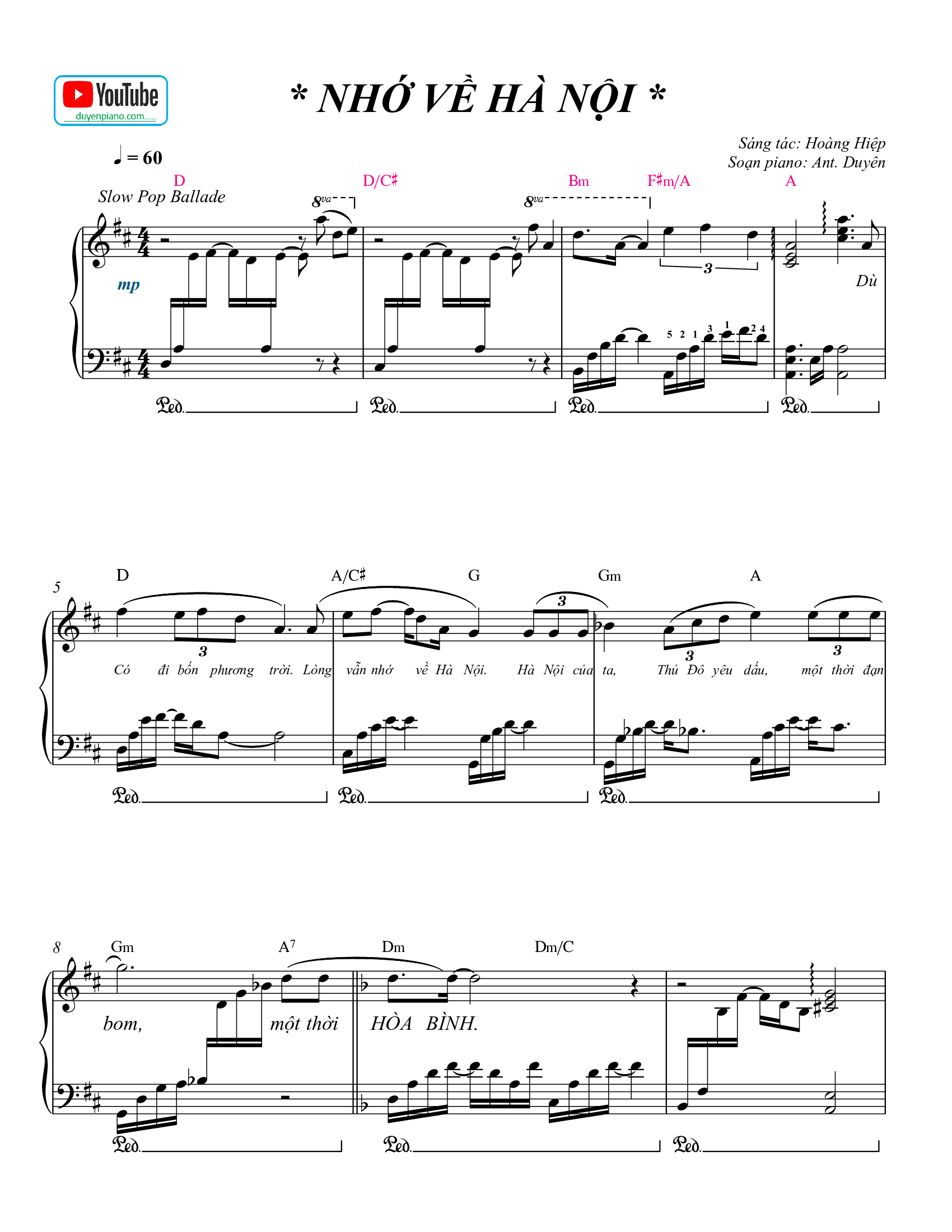 Nhớ về Hà Nội - sheet pdf