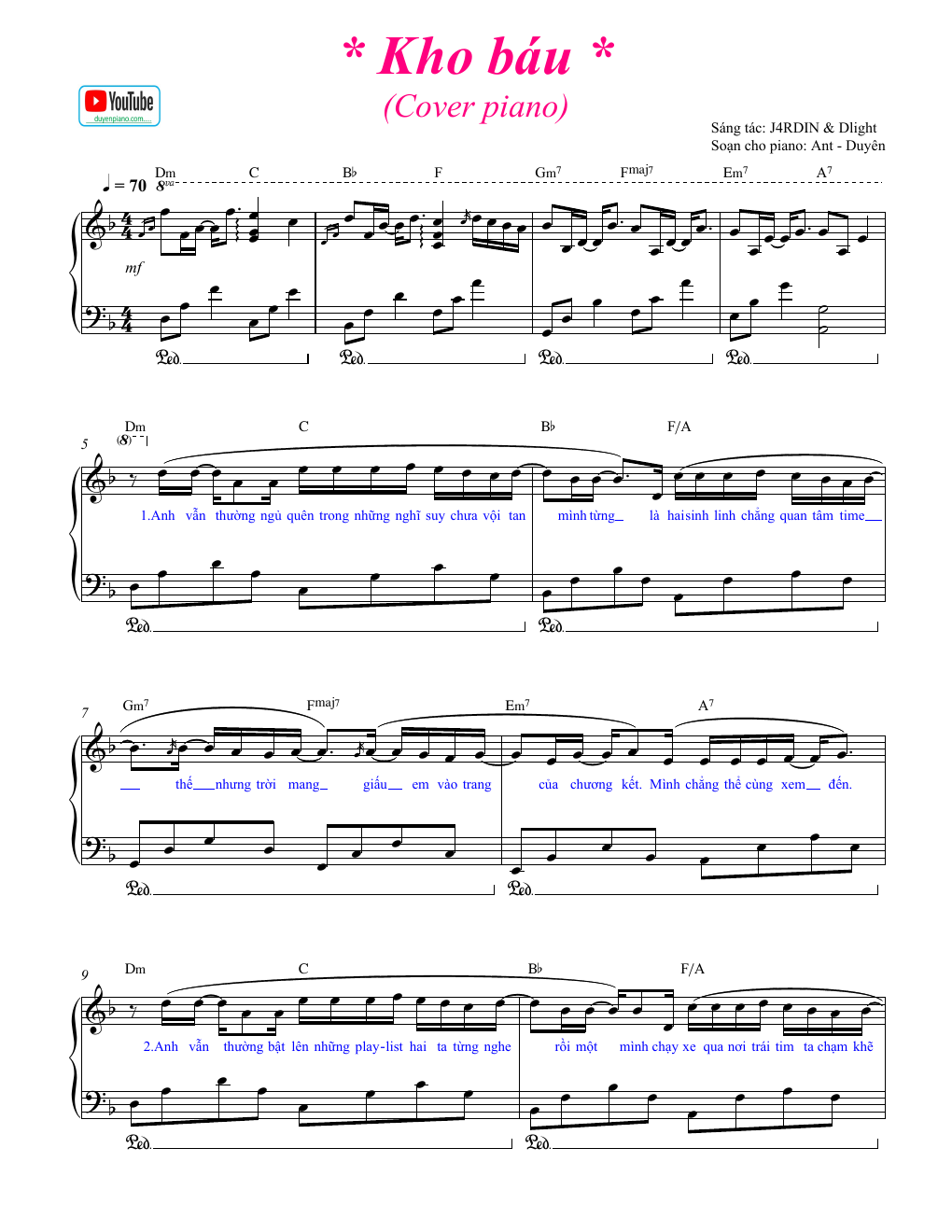 Kho báu - sheet piano pdf