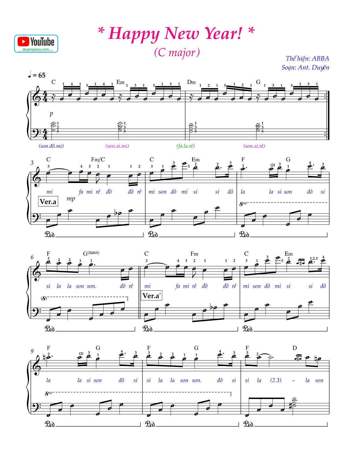 Happy New Year - full large version sheet pdf