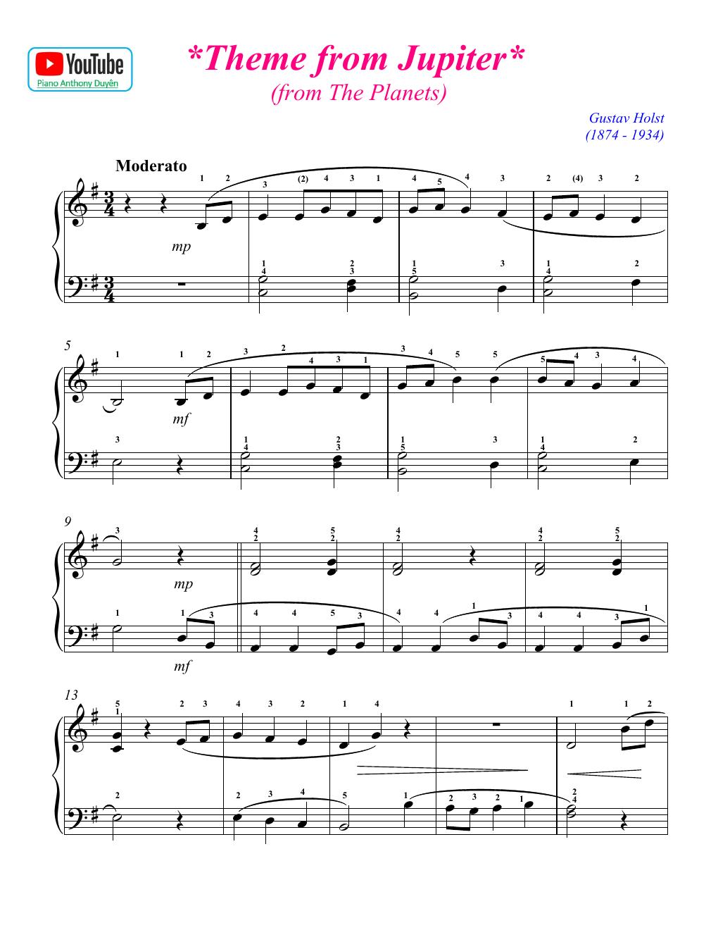 Theme from Jupiter - sheet pdf
