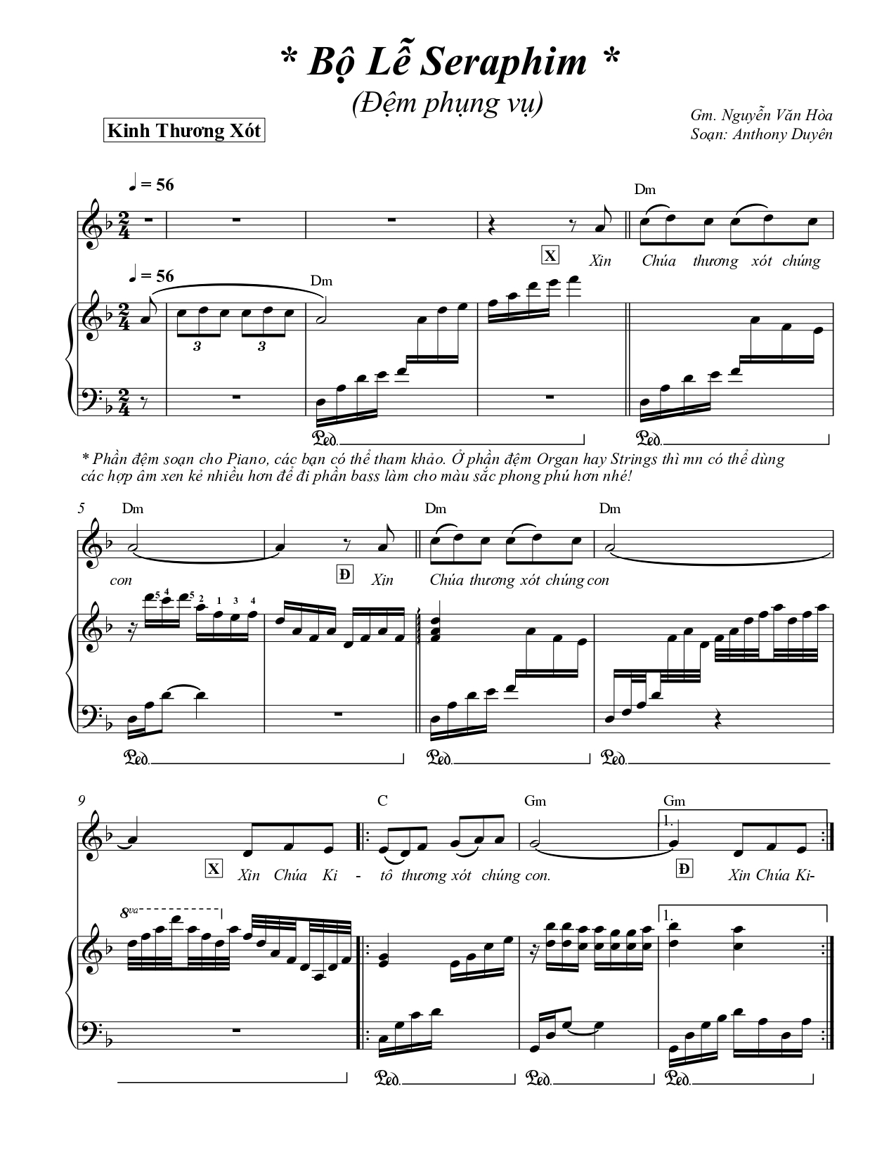 Bộ lễ Seraphim tone Dm sheet pdf