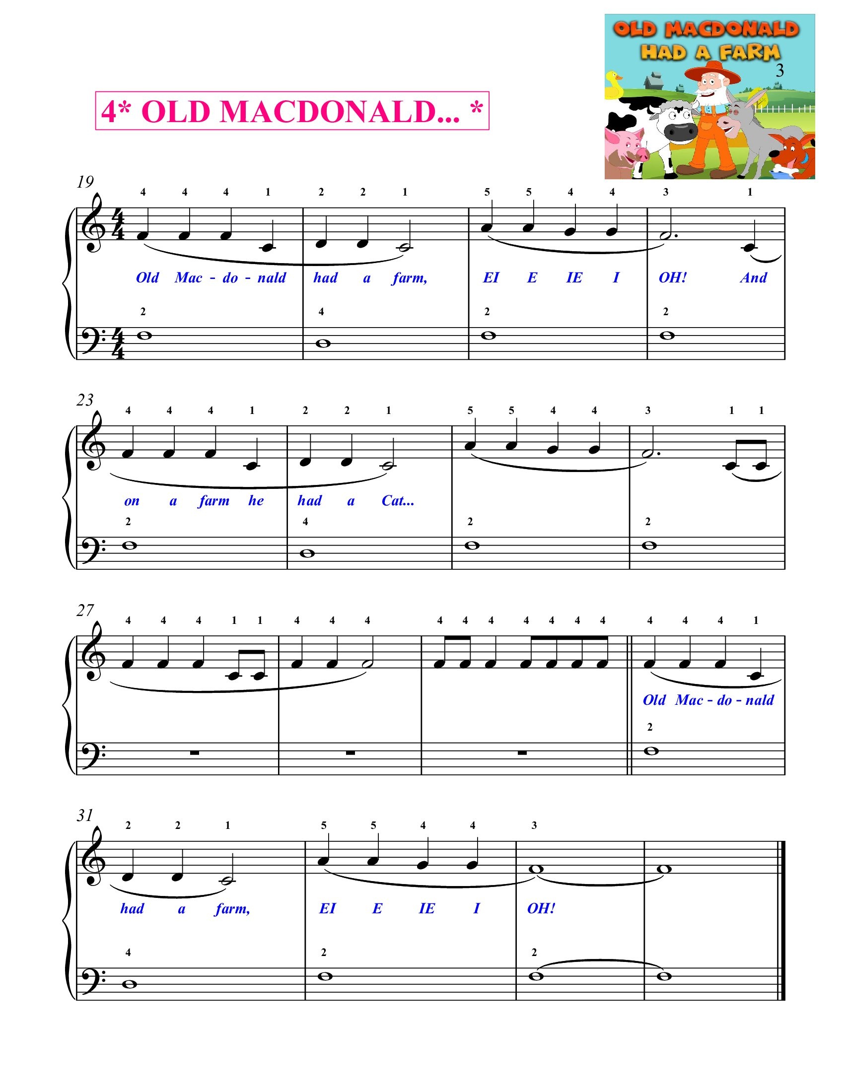Old macdonald had a farm - sheet pdf