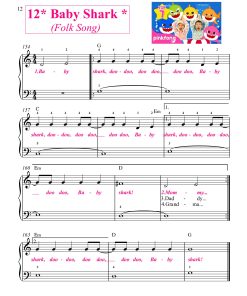 Baby Shark sheet for children pdf free
