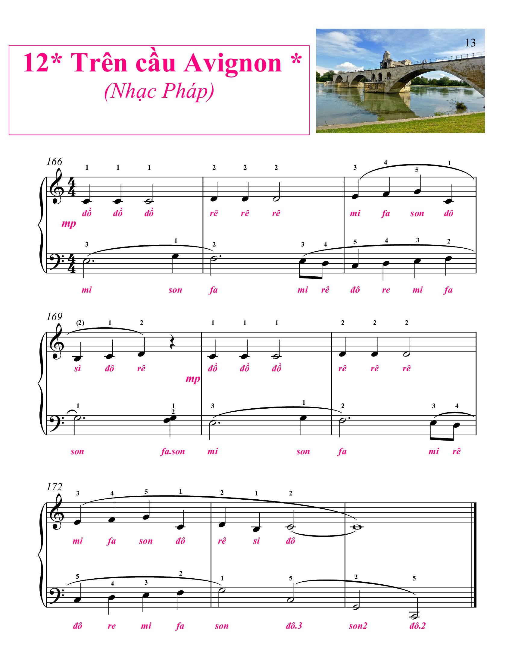 On the Bridge of Avignon sheet for beginner pdf