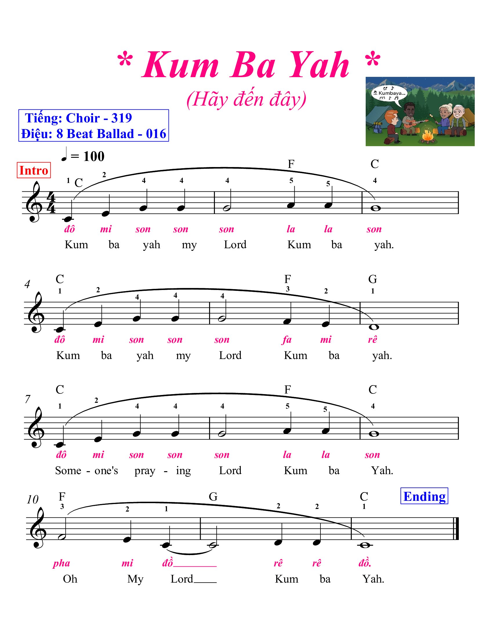Kum Ba Yah - Hãy đến đây - sheet pdf cho Organ