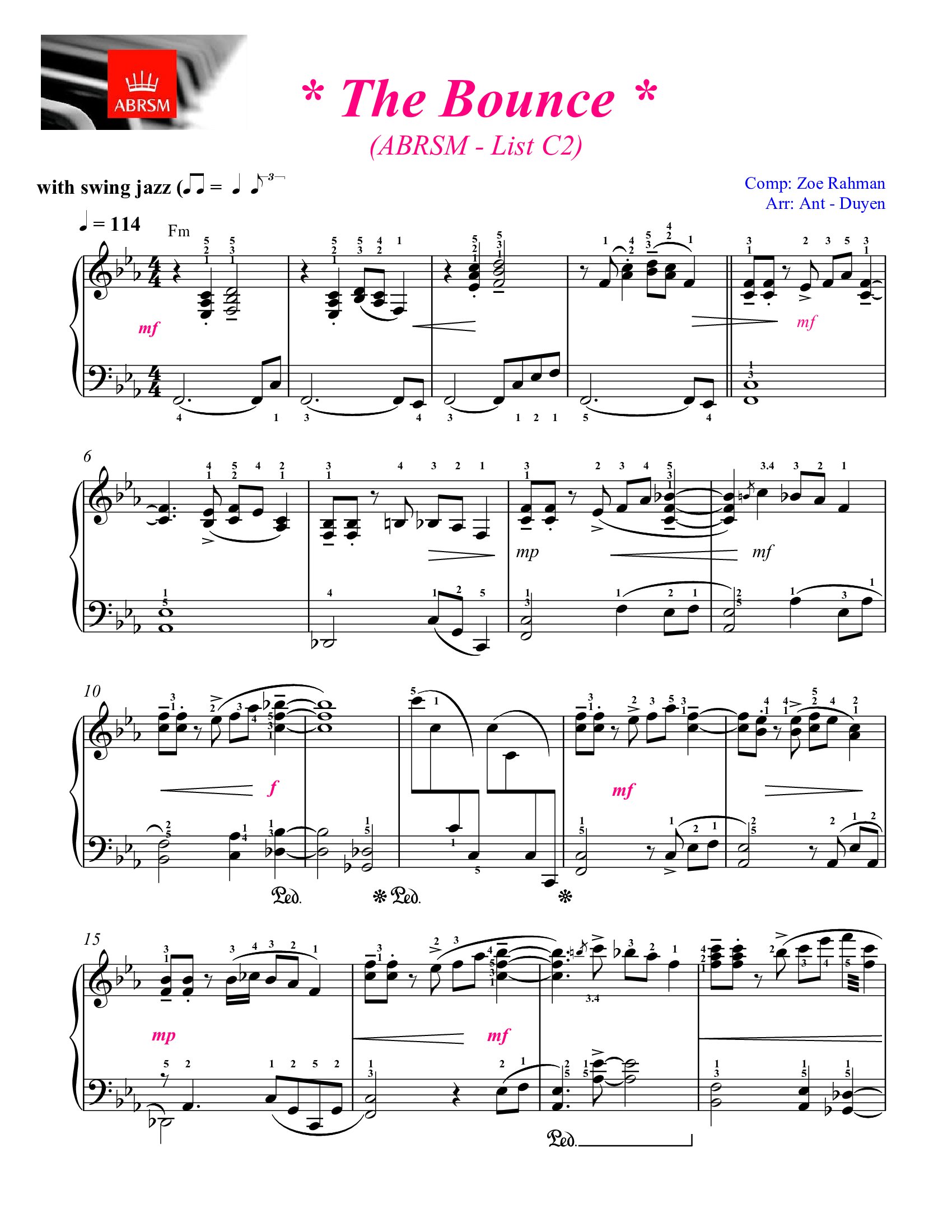 The Bounce - ABRSM Grade 6 List C2 Piano Exam - free sheet pdf